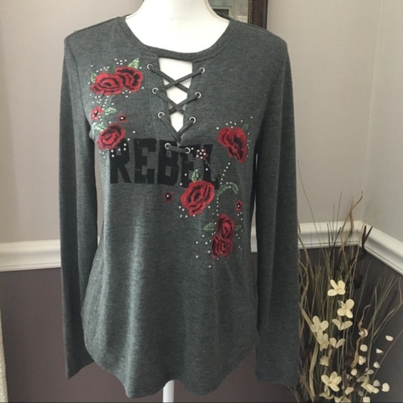 Rock & Republic Tops - Rock & Republic Soft Rebel Rose Embellished Top